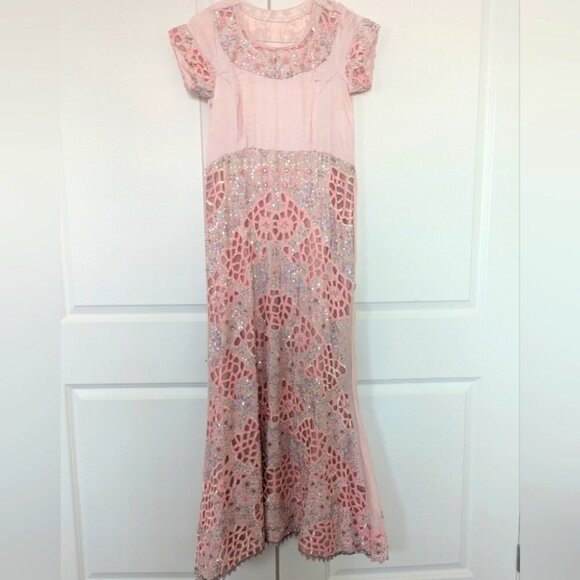 Pink Cutwork Embellished Women's Indian inspired Dress - M Excellent Condition - Picture 1 of 5